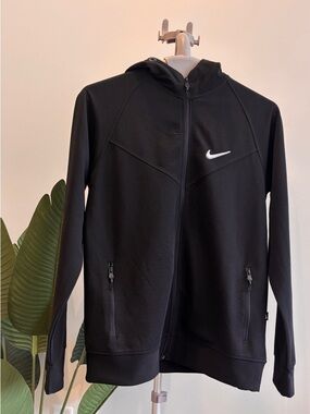 Nike Black Zip-Up Hoodie with White Swoosh